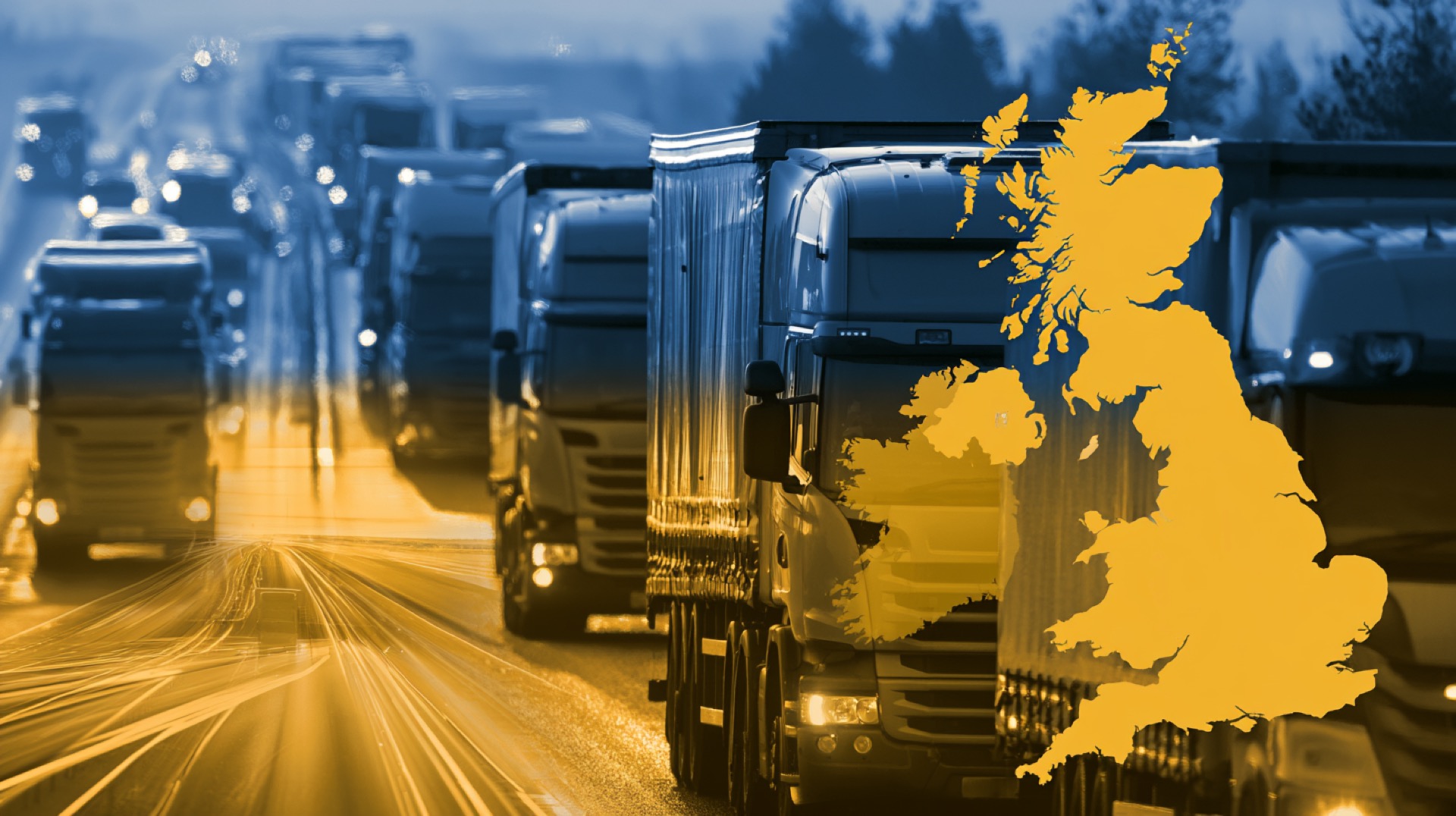 UK freight trucks on motorway